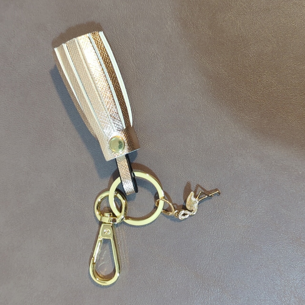 Tassel Purse Charm Keychain Clip Flamingo Gold Rose gold New - Picture 3 of 5